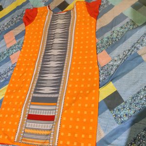 Orange Crepe Kurti On Sale