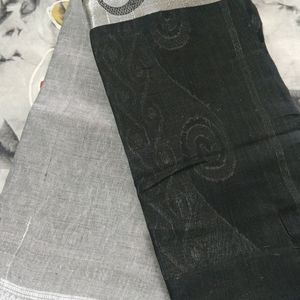 Cotton Black & Grey Saree