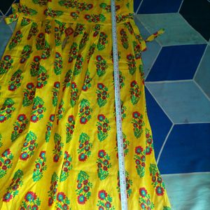 Yellow Printed Kurtha