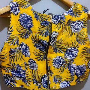 yellow ethnic crop top.. with back zip