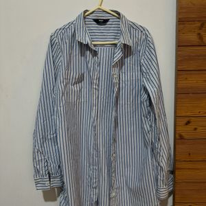 Stripped Blue Long Shirt (Korean Style)