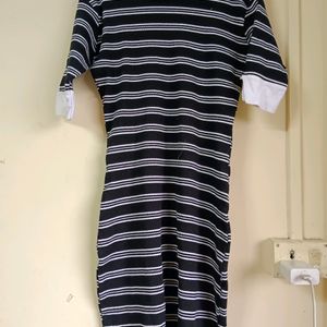 Black & White Strips Bodycon Dress Size Small