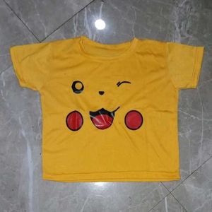 Yellow Pikachu Printed T Shirt