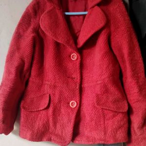 Very Stylish Fur Red Coat