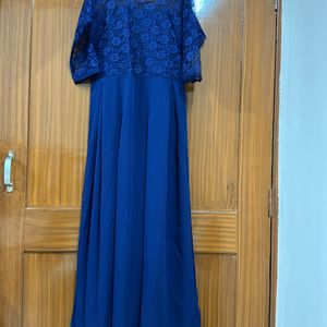 Blue Gown With Net Work