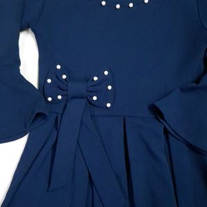 Navy Blue Top With Bow