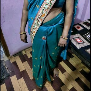 One Time Used Saree With Stiched Blouse Bust 36