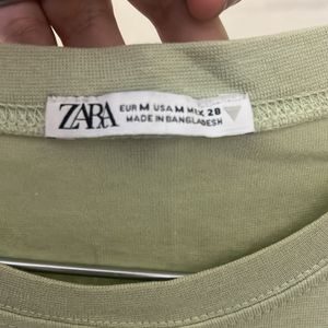 Light Green Zara Cropped Top