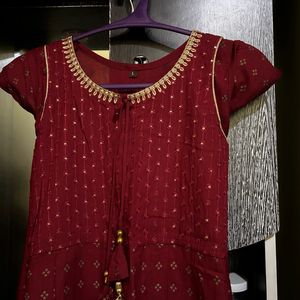 Rust Maroon Colour Anarkali Kurta Size S