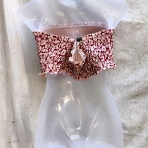 H&M CUTE PEACH FLORAL TUBE TOP