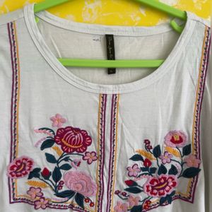 White Embroidered Top