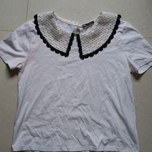 Zara Tshirt With Cute Bow Detail