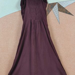 Brown Sleevless Midi Dress