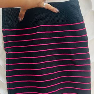 Black Skinny Pink Strip Skirt