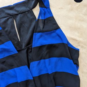 💙🖤 BLUE BLACK STRIPED DATE DRESS