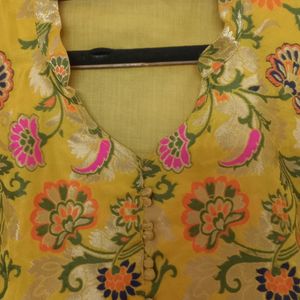 Bright Floral Silk Kurti