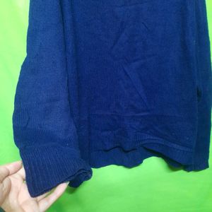 Women's Blue Sweater Wool Knitted Cardigan Button