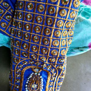 Blue Embroidery Work Blouse