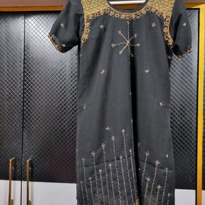 Black Embroidery 3 Pcs Suit Set