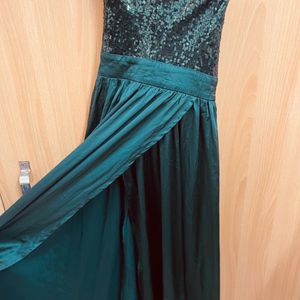 Shein Satin Sequin Panel Split Maxi Cami Dress