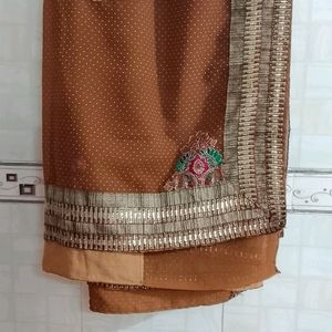 Brown Work Saree