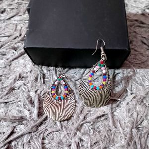 Small Feather like Metal Earrings