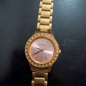 Sonata Women Watch(Gold) With Pink Dial