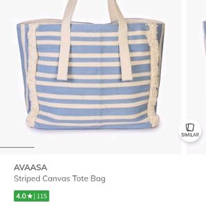 Avaasa Blue White Tote Bag For Women