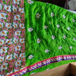 Green Embroidered Saree (Women's)