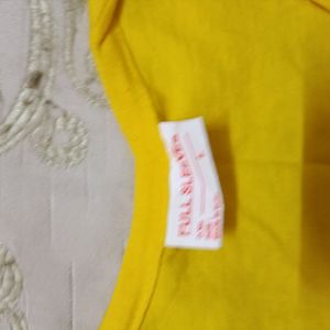 Large Size Yellow Full Sleeves Tshirt