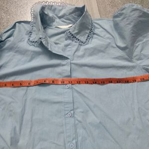 Light Blue Designed Collared Shirt