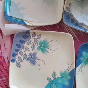 Square Snacks Dish Flower Print