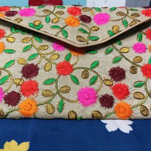 Multicolour Floral Embroidered Clutch