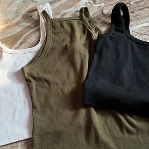 (COMBO of 3) basic ribbed tank tops Set *used*