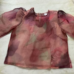 SSS BEAUTIFUL SEE THROUGH PRINTED TOP