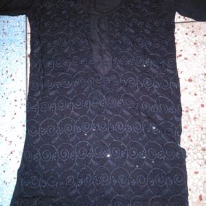 Black Embroidered Kurta For Women