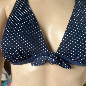 Navy Blue Polka Dot Bikni Top