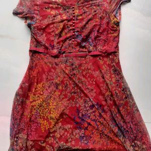 Aesthetic Floral Maroon Midi Dress Women