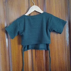 Olive Baby Tee Back Open