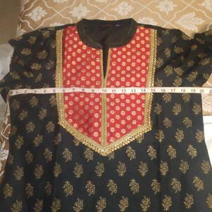 Black kurti with red legging