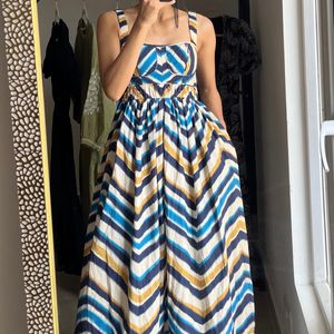 Zig Zag Print Fitted Bustier Maxi Dress