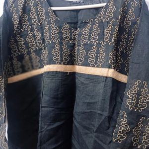 Black N Golden Work Kurti.