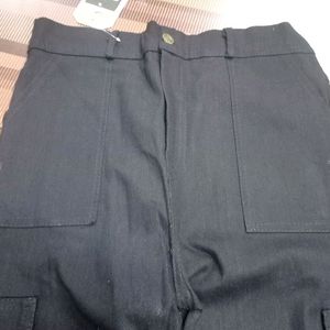 Black High Waisted Cargo Jeans