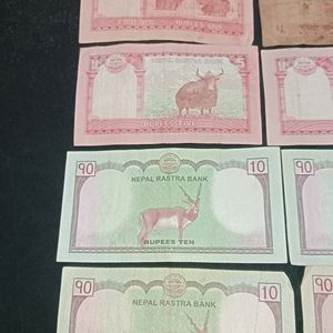 Old Nepali Currency-10rs & 5rs Note (Set Of 8)