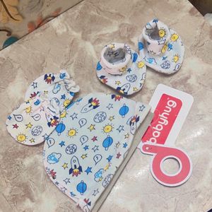 Newborn Hand Gloves, Cap, Bootie Combo Set