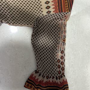 Tan and brown printed Kurti style top