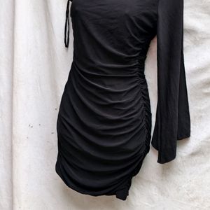 I. BLACK RUCHED MINI BODYCON