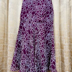 Wine Color Dress With Geometry Print