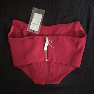 Trendyol Maroon Solid Corset Crop Top