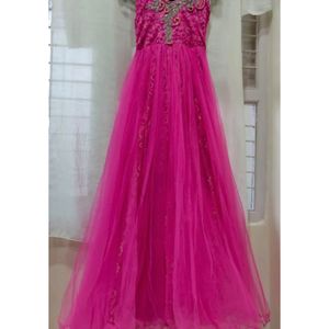 Silk And Net Pink Gown